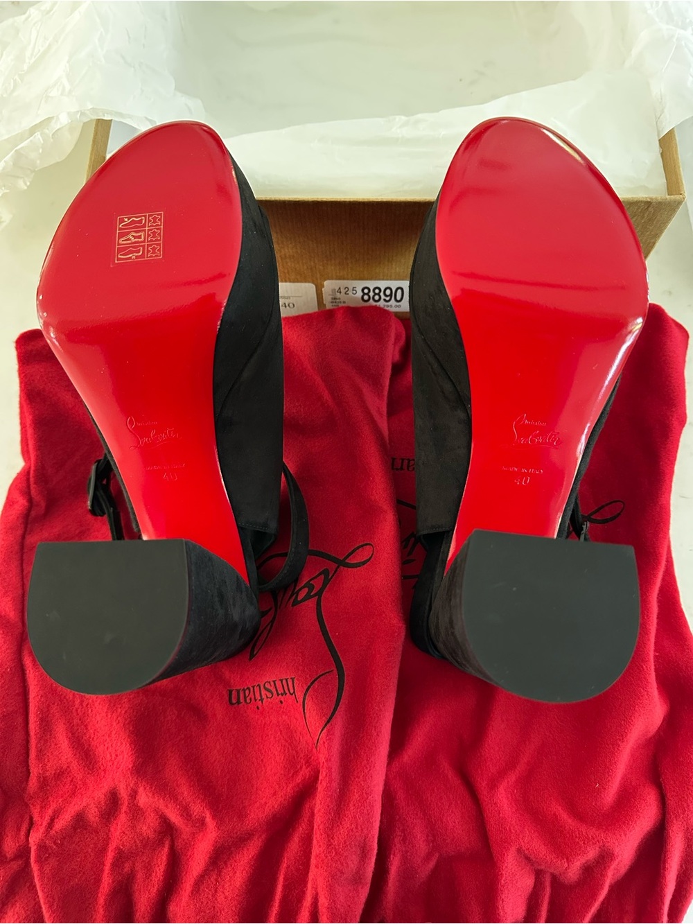 Brand New Never Worn Christian Louboutin Black Suede Platform Peep-Toe Heels - Picture 4 of 7